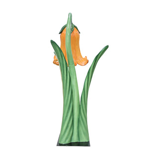 Flower In Metal Plate (Orange)