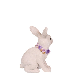 WHITE BUNNY WITH FLORAL NECKLACE