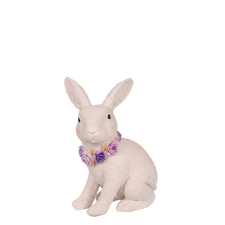 WHITE BUNNY WITH FLORAL NECKLACE