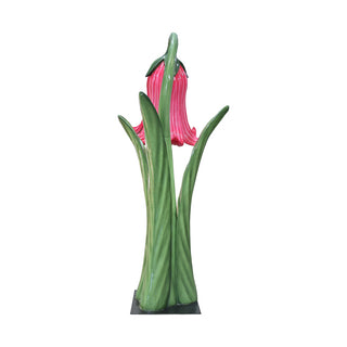 Flower In Metal Plate (Pink)
